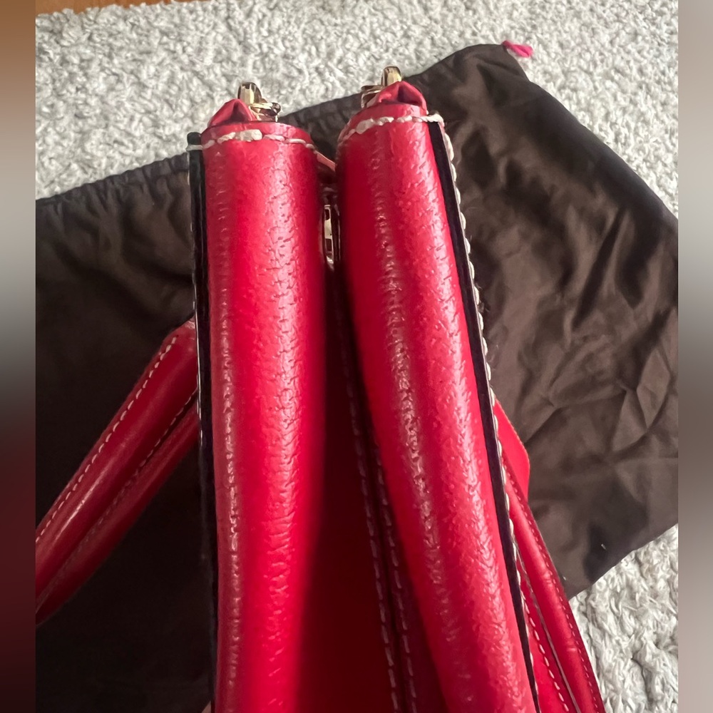 KATE SPADE Large Red Leather Tote Briefcase Shoulder Bag with Three Sections - Picture 11 of 12